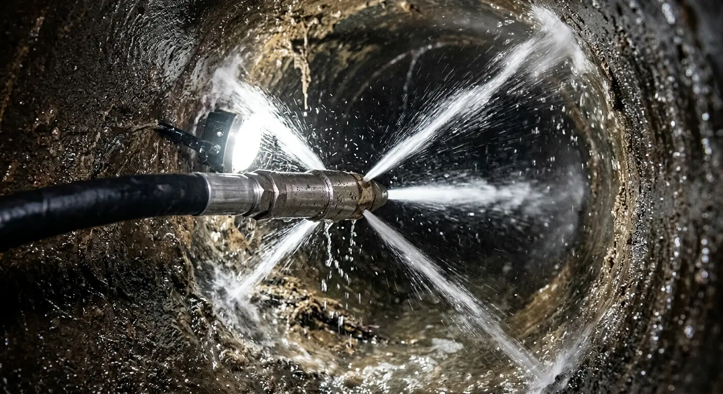 High-pressure hydro jetting nozzle cleaning sewer pipe for Storm Drain Cleaning in Central